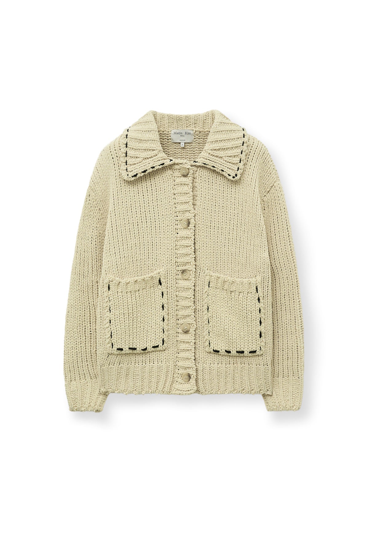 [matinkim] HANDMADE COLLAR KNIT CARDIGAN FOR WOMEN IN BUTTER