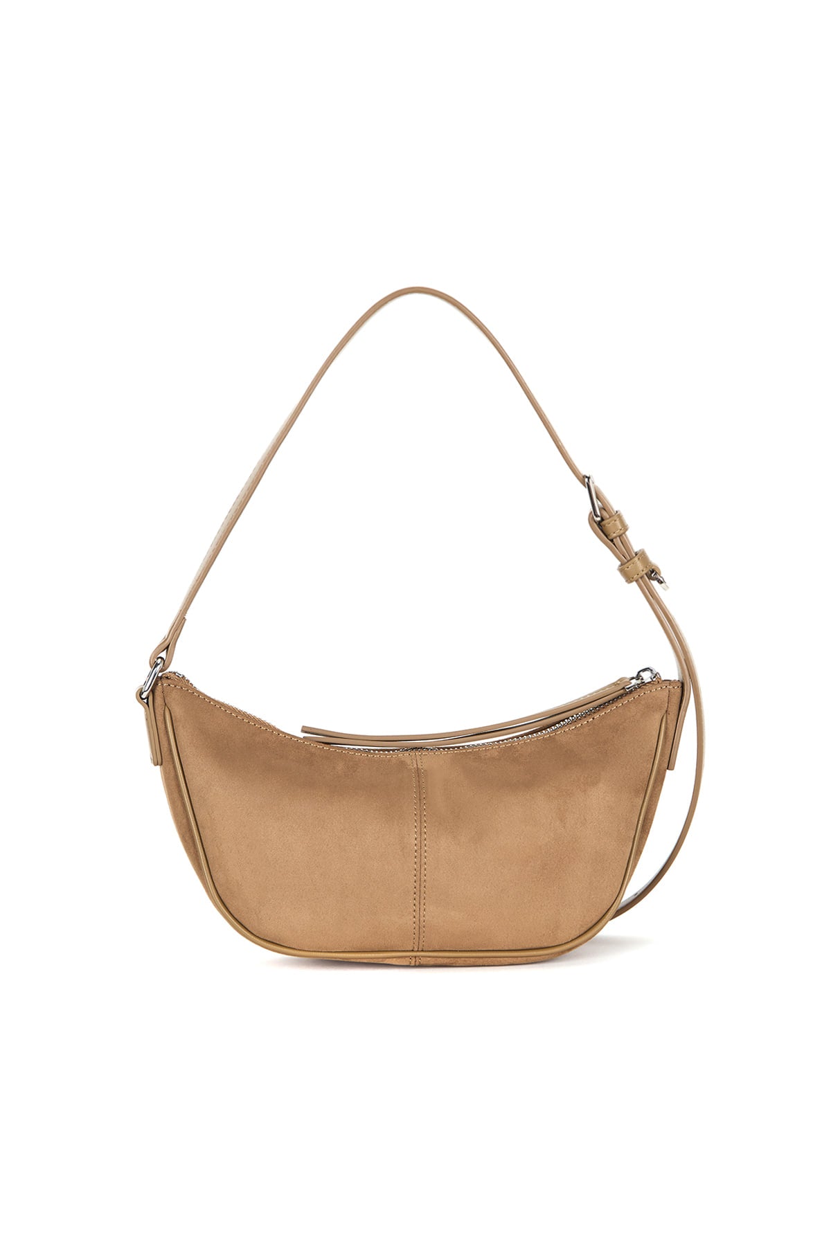 [matinkim] SUEDE MINI ARC HOBO BAG IN BEIGE