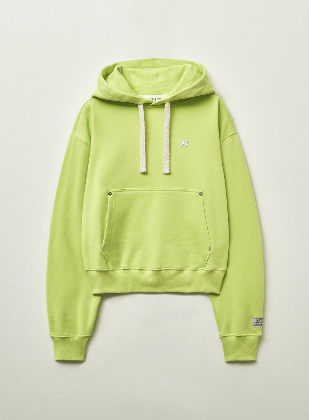 [satur] (W) Classic Small Logo Rivet Hoodie - Neon Yellow