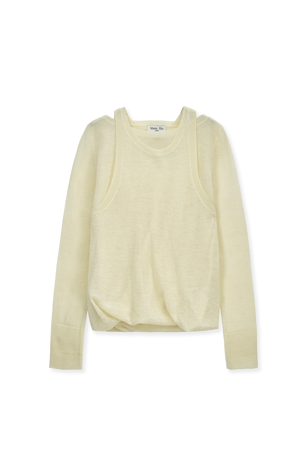 Matinkim Mohair Layered Knit Pullover IN Light Yellow