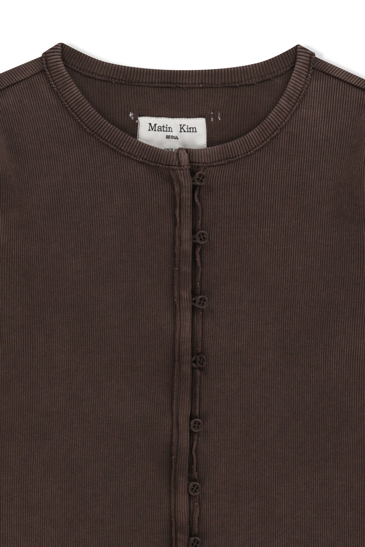 Matinkim Washed Rib Button Detail Top IN Brown