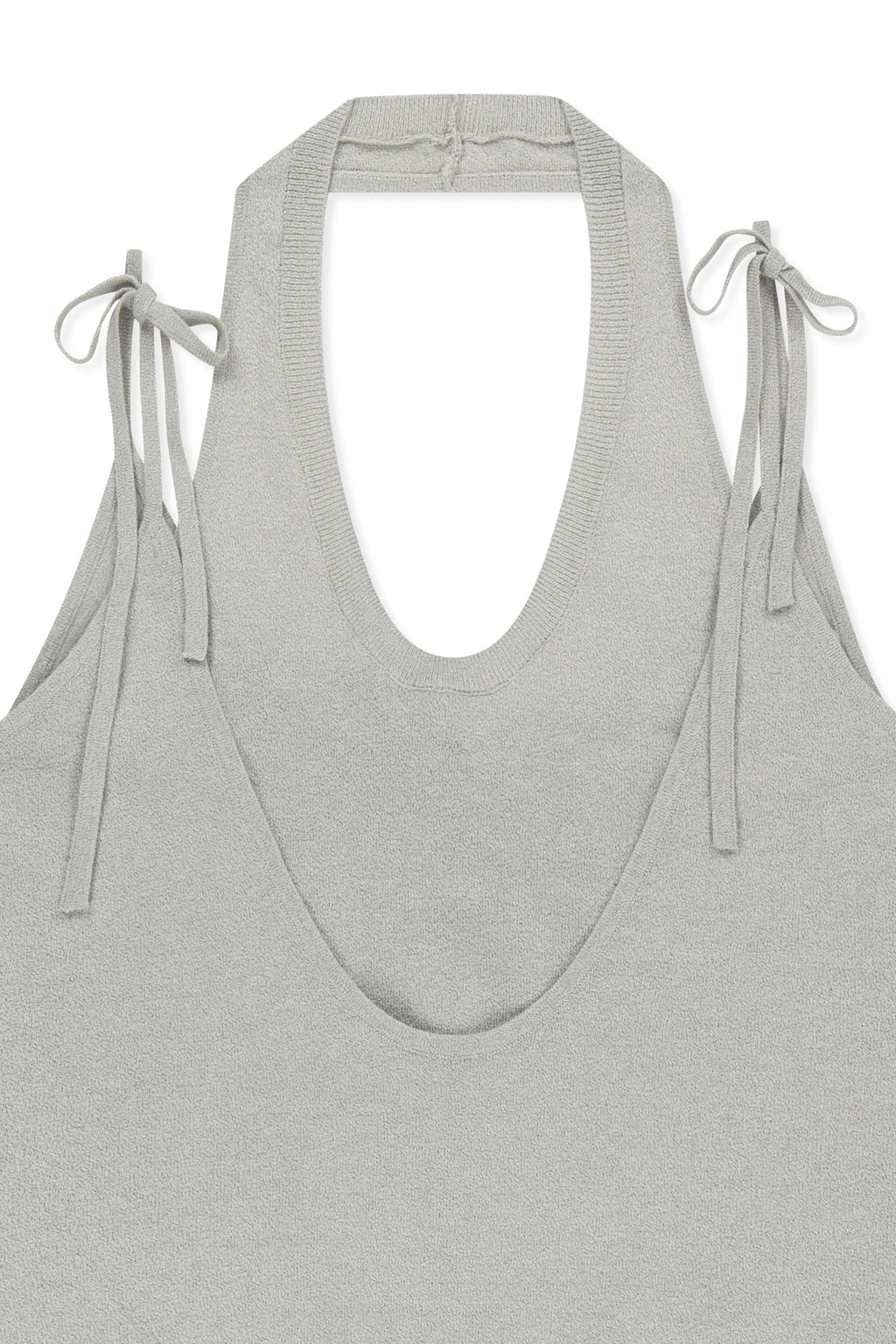Matinkim Layered Tie Halter Neck Knit Top IN Light Grey