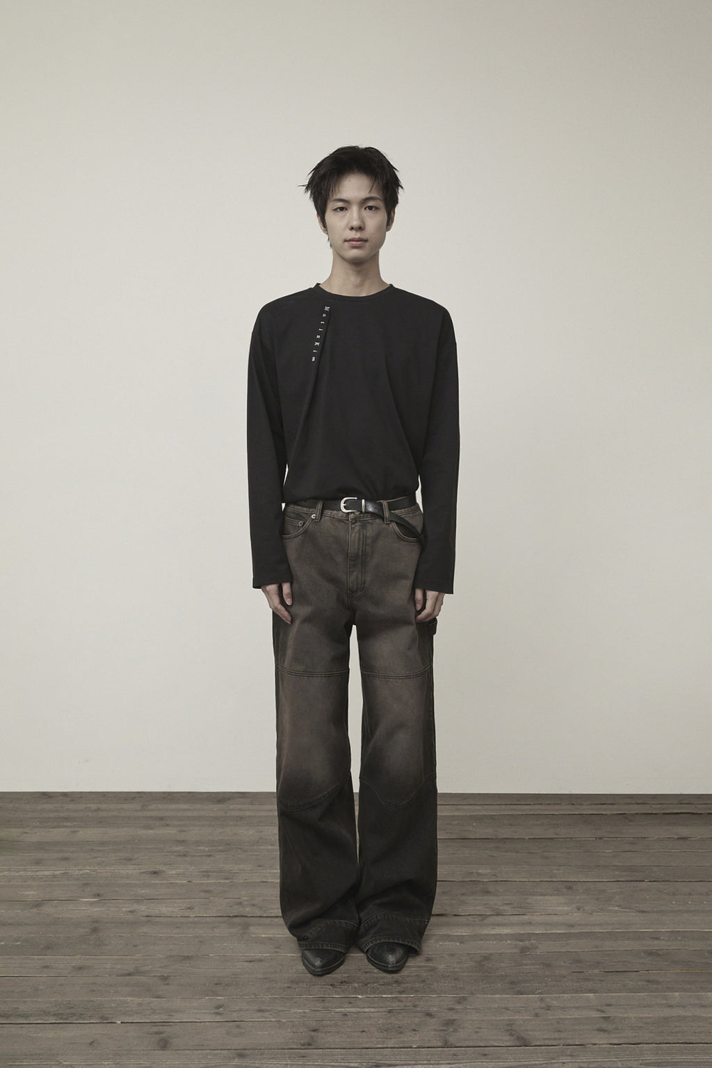 [matinkim] WESTERN DETAIL DENIM PANTS FOR MEN IN BLACK