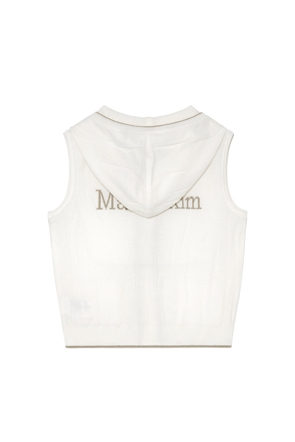 [matinkim] WRINKLE HOODY BUTTON KNIT VEST IN IVORY