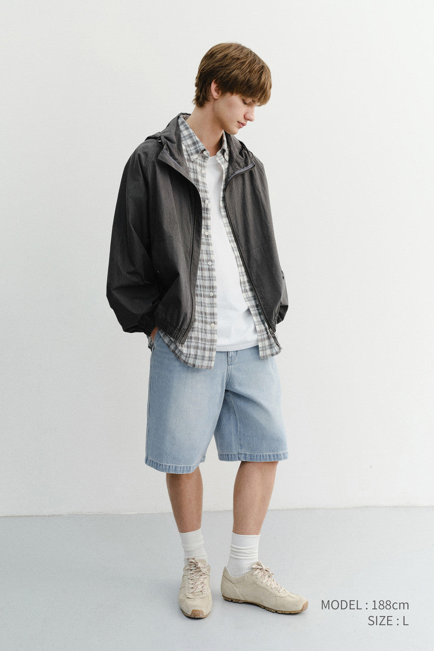 Dunst Pleated Bermuda Denim Shorts Light Blue