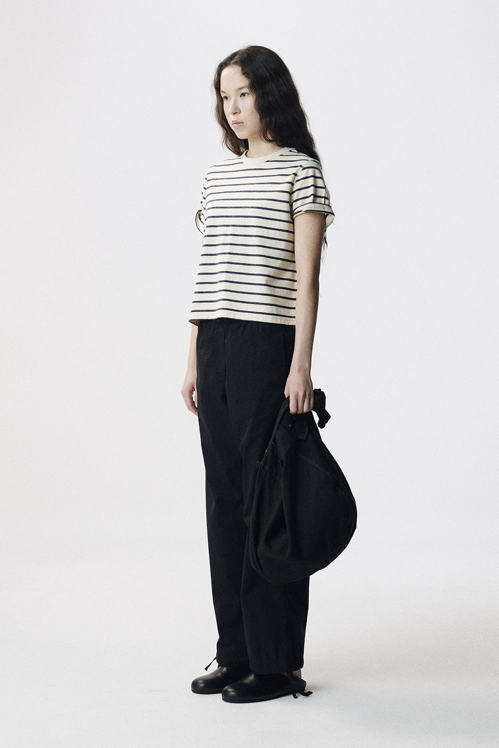 Nothing Written Porte stripe crop t-shirt (Oatmeal)