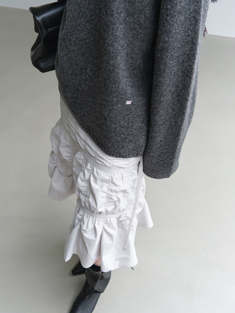 Low Classic Padded Shirring Skirts Greyish Cream