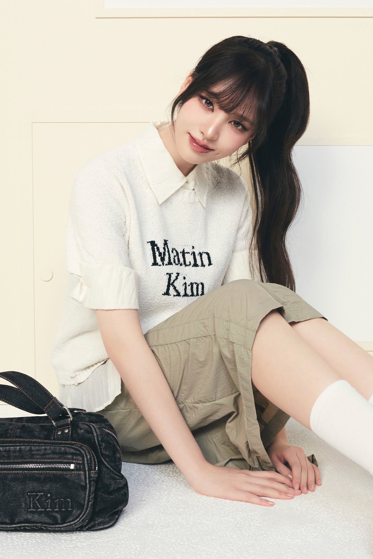 Matinkim Half Sleeve Logo Pullover For Women IN White