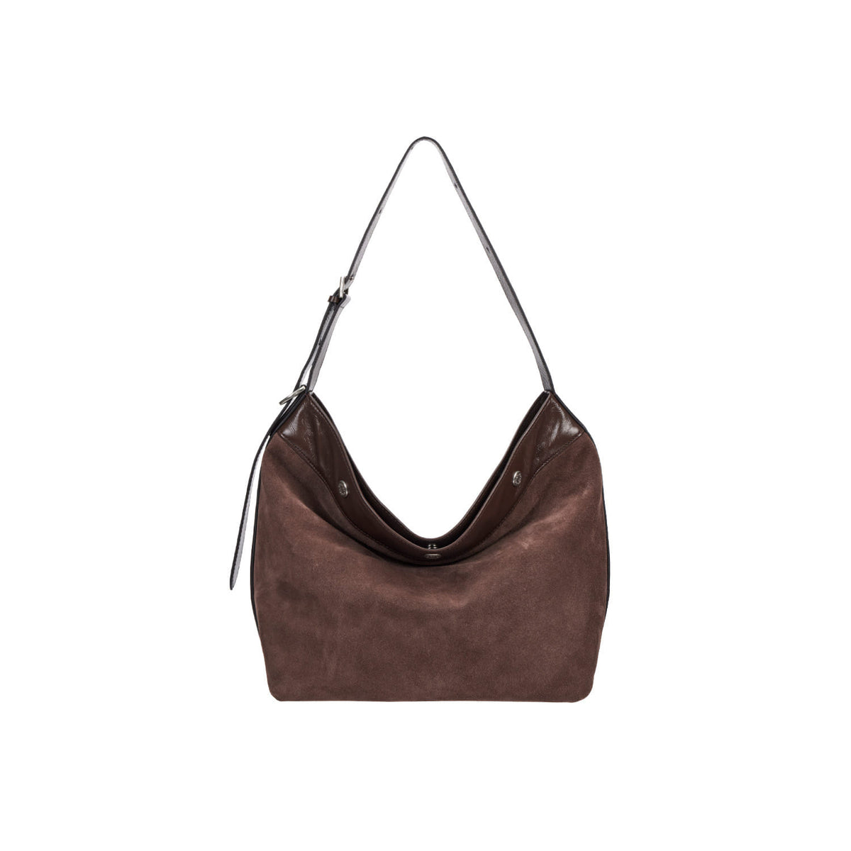 Vunque Perfec Button Up Soft Suede Hobo S Rum Brown