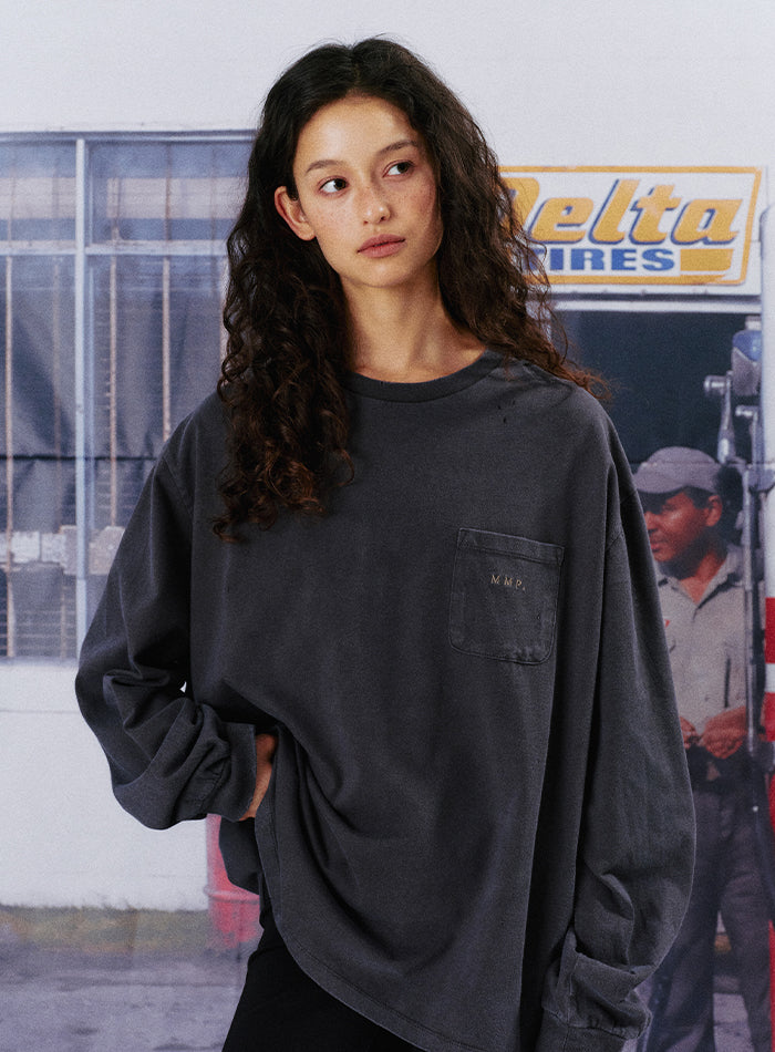 Mango Maniplease Dust Washed Over Fit Tee Purple Charcoal