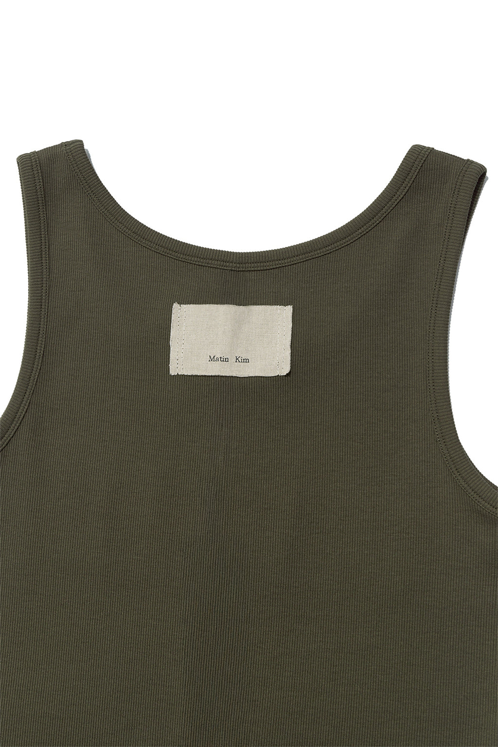 [matinkim] LOGO APPLIQUE SLIM TANK TOP IN KHAKI