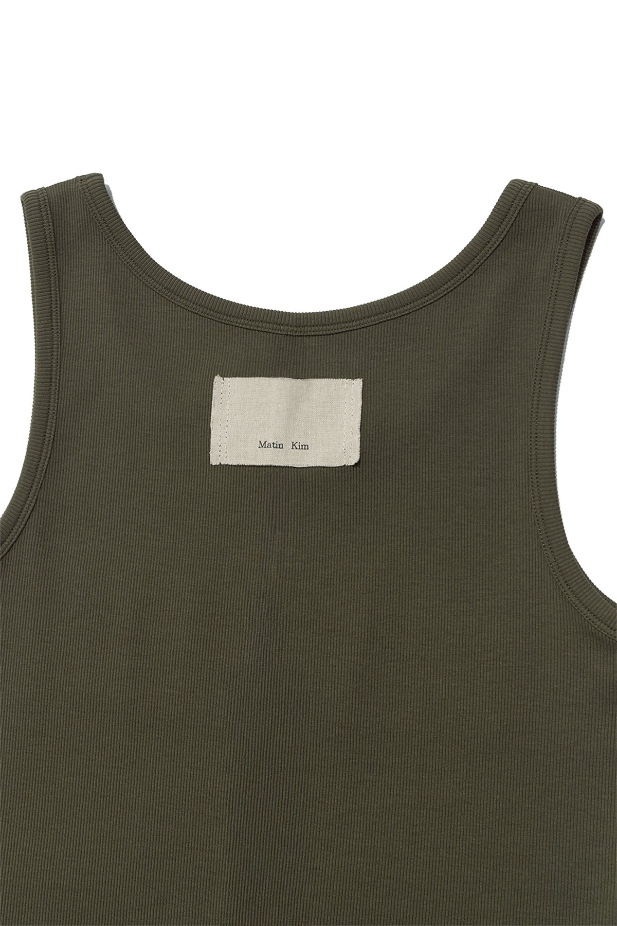[matinkim] LOGO APPLIQUE SLIM TANK TOP IN KHAKI