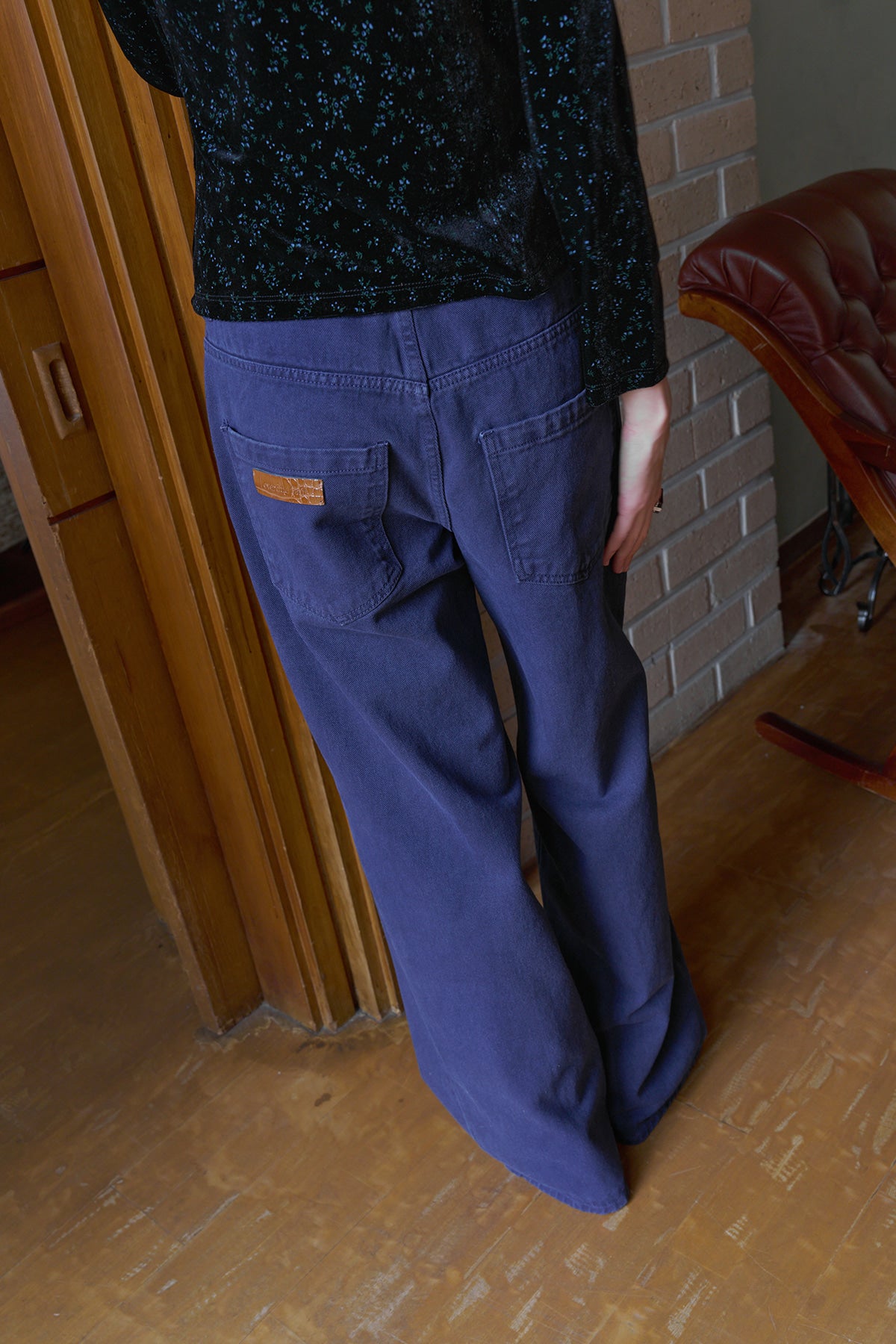 Overdueflair Low-Rise Wide Denim Pants Aqua Marine