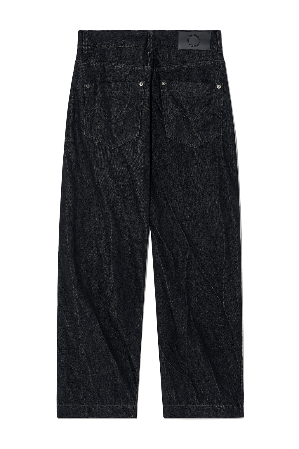 [matinkim] STITCH POINT CRINKLE DENIM PANTS IN BLACK