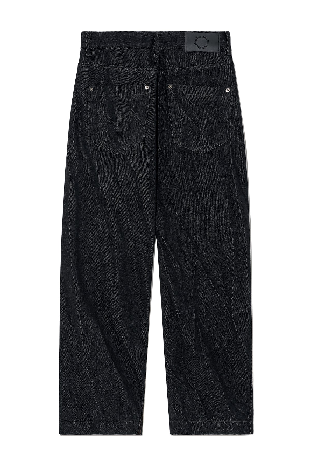 [matinkim] STITCH POINT CRINKLE DENIM PANTS IN BLACK
