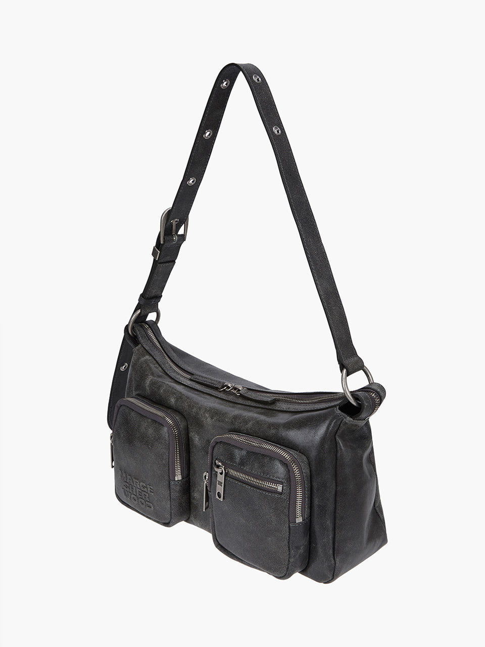Margesherwood Outpocket Hobo white+grey two-tone cracked