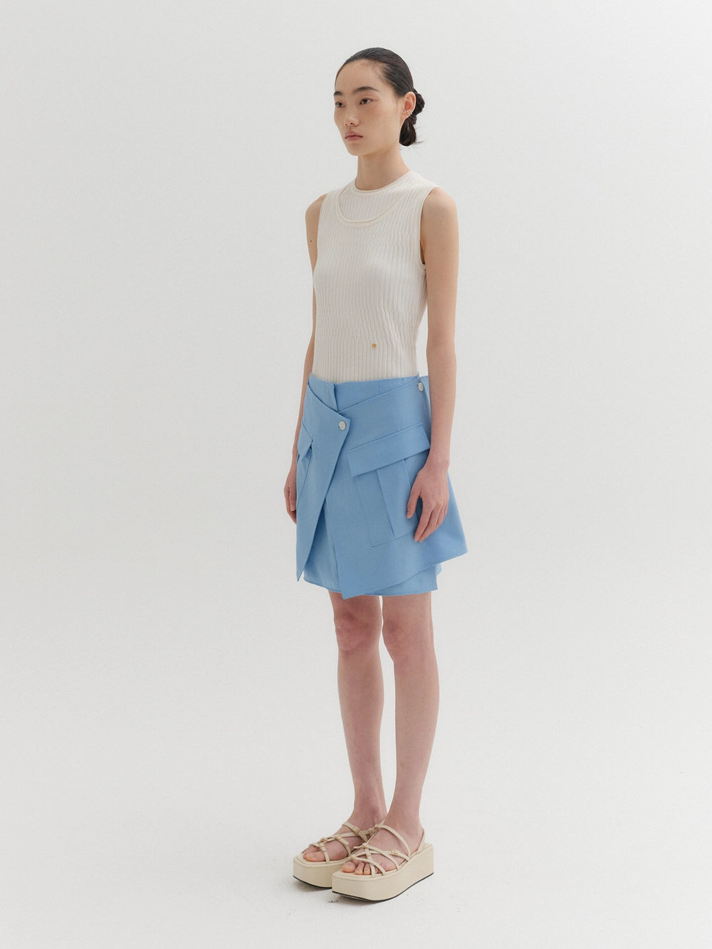 EENK Asymmetrical Pocket Skirt - Light Blue