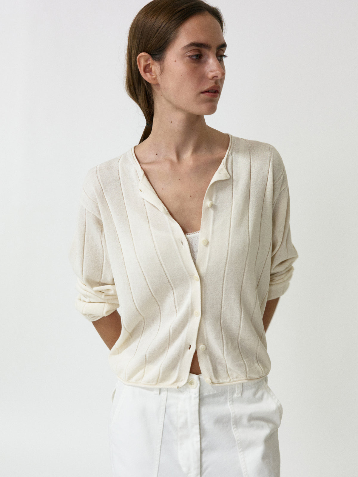 Nothing Written Nave paper knit cardigan (Navy)