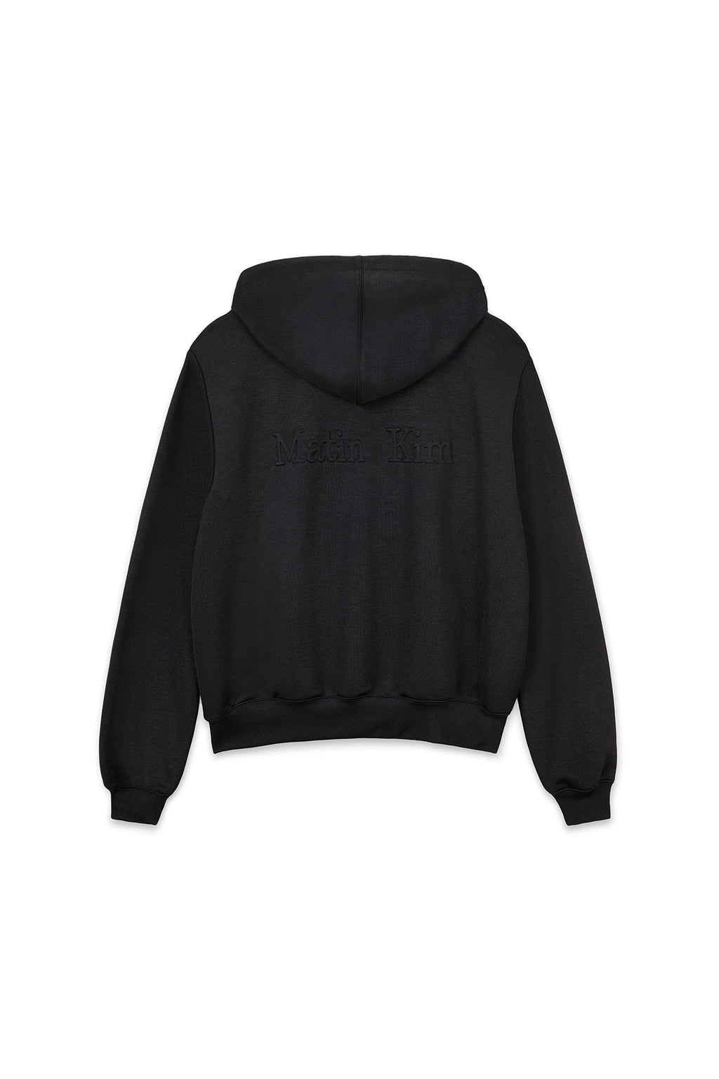 [matinkim] BACK LOGO GLITTER HOODY ZIP UP FOR WOMEN IN BLACK
