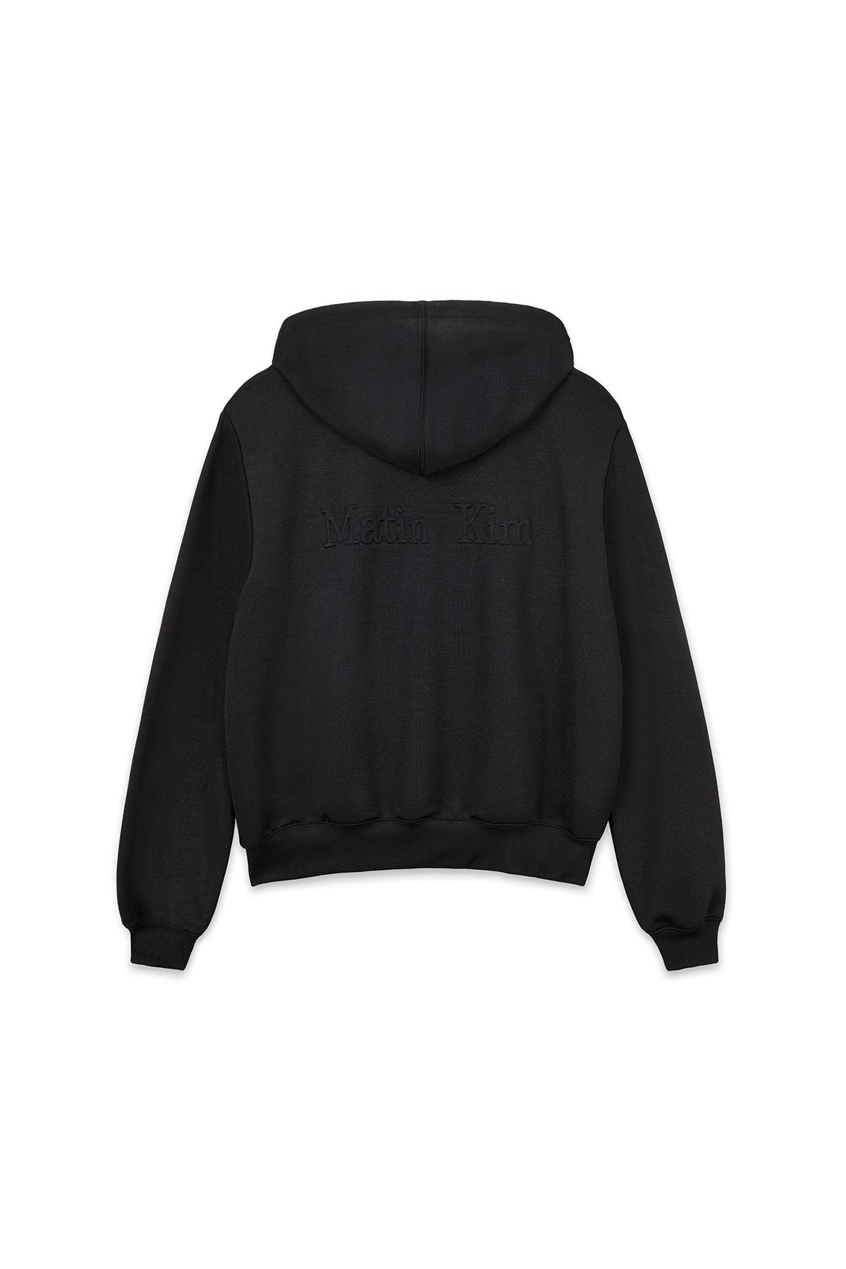 [matinkim] BACK LOGO GLITTER HOODY ZIP UP FOR WOMEN IN BLACK