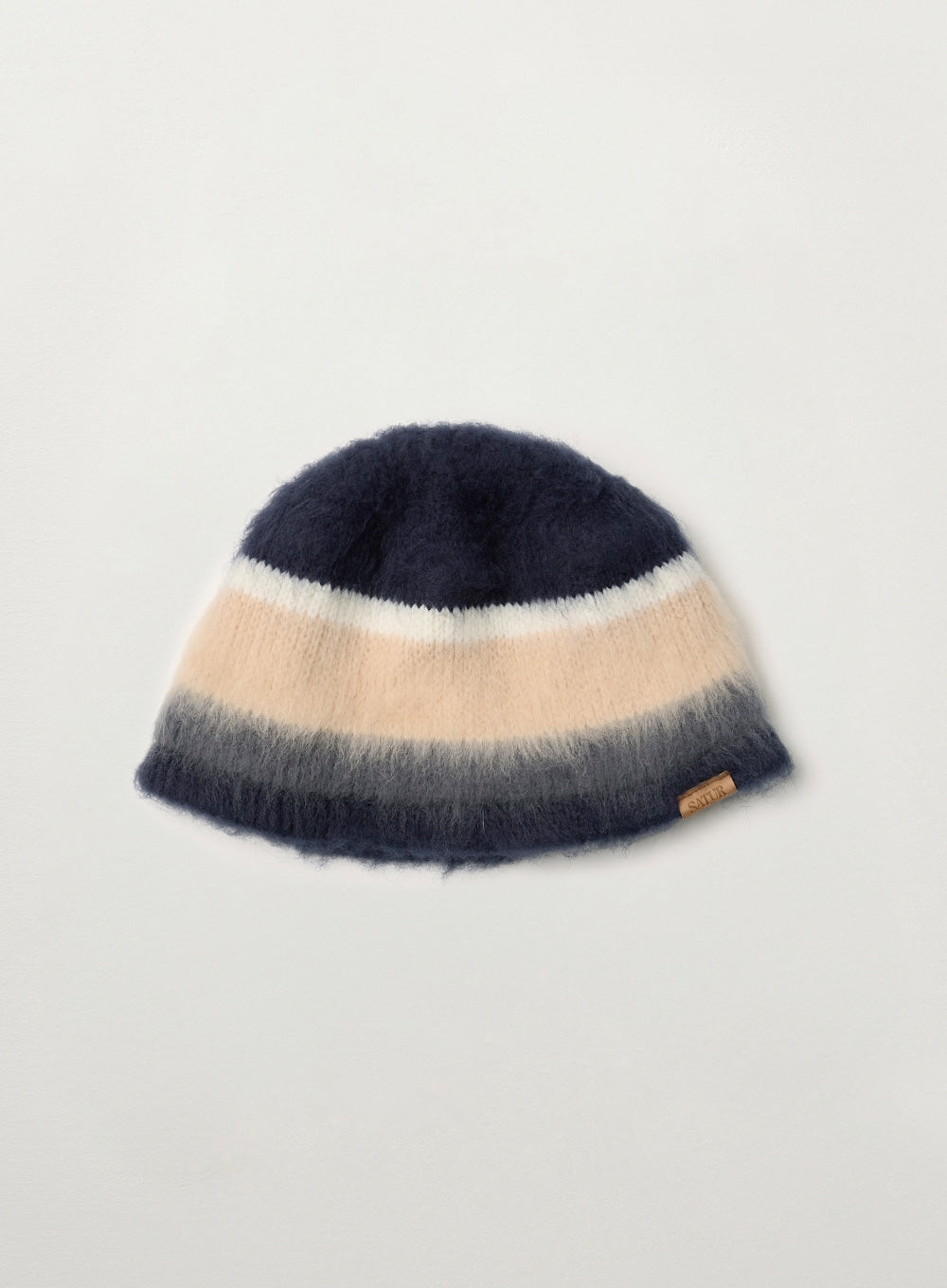 [satur] Stripe Knit Bucket Hat - Navy