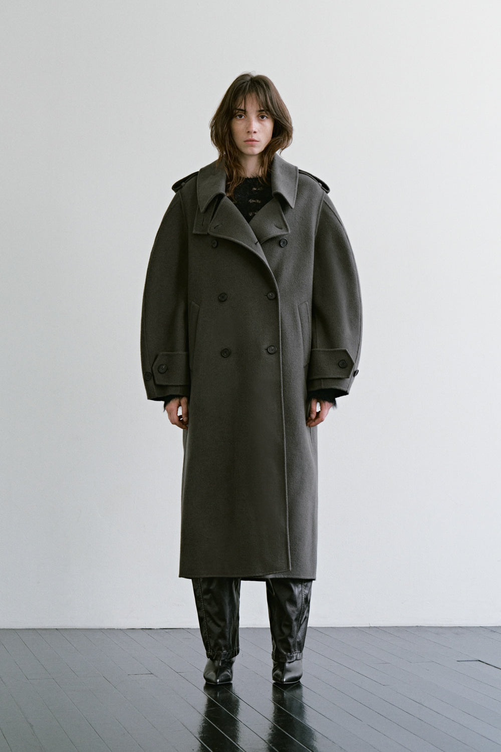 Treemingbird Volume-sleeve Handmade Coat Khaki