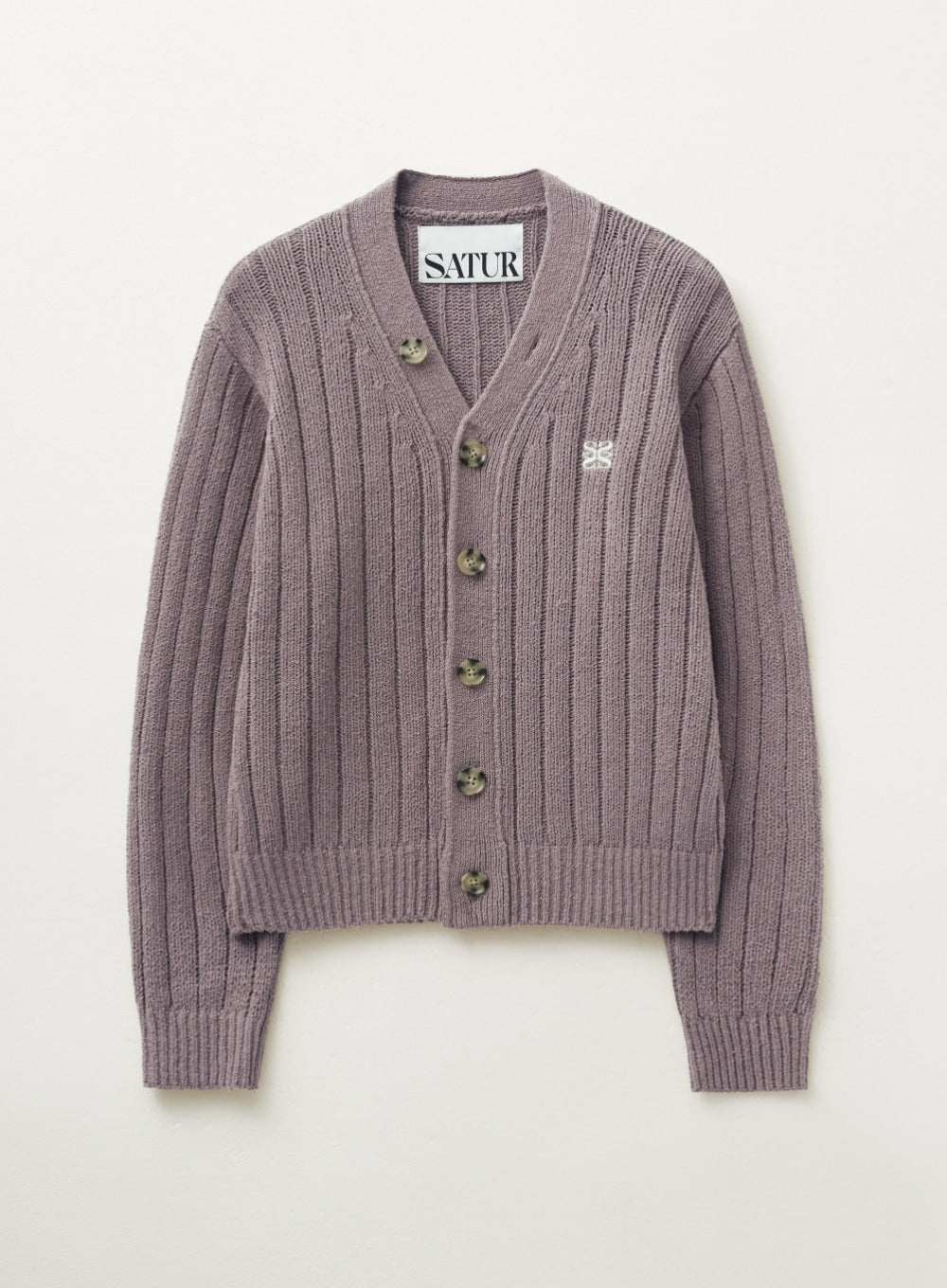 [satur] (W) Faro Over Size Boucle Cardigan - Vintage Purple