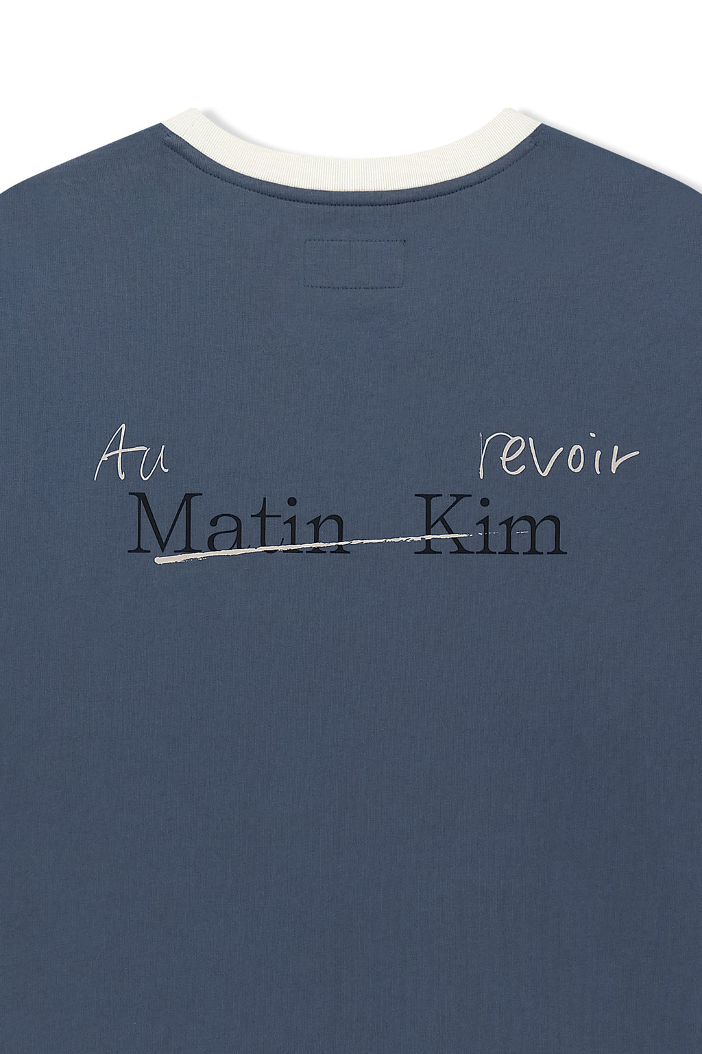 [matinkim] Tonal Rib Back Logo Top For Men IN Smoke Blue