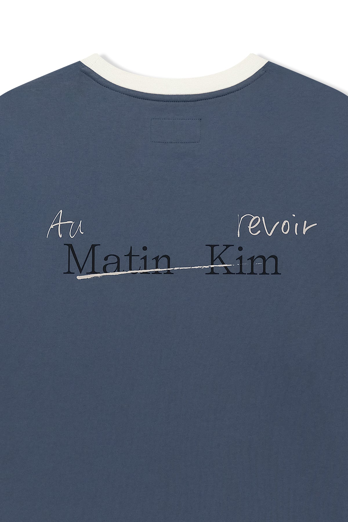[matinkim] Tonal Rib Back Logo Top For Men IN Smoke Blue