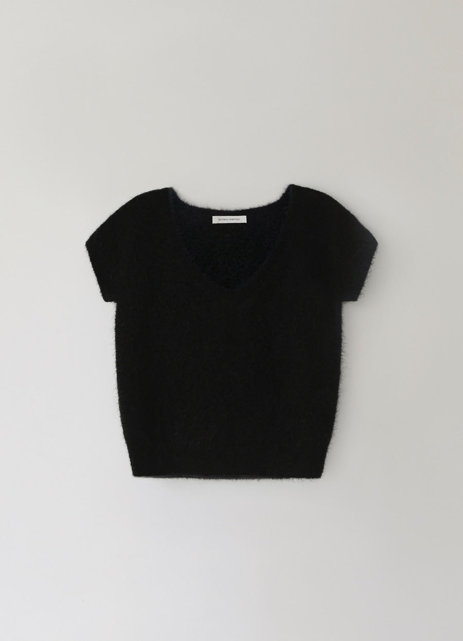 Nothing Written Sienna v-neck short sleeve knit (Black)