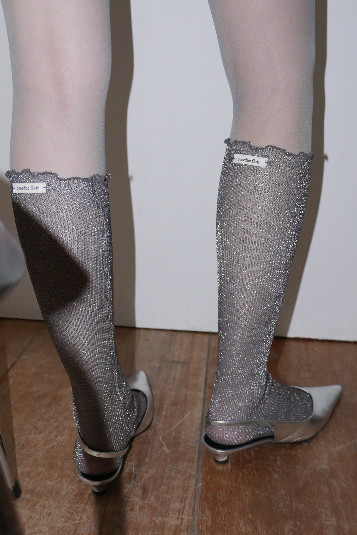 Overdueflair Metallic Knee Socks Silver