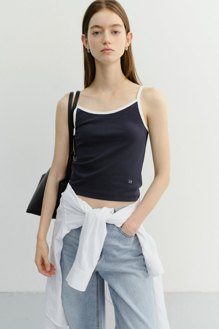 Dunst 2-Tone Trim Sleeveless Top Navy Ivory