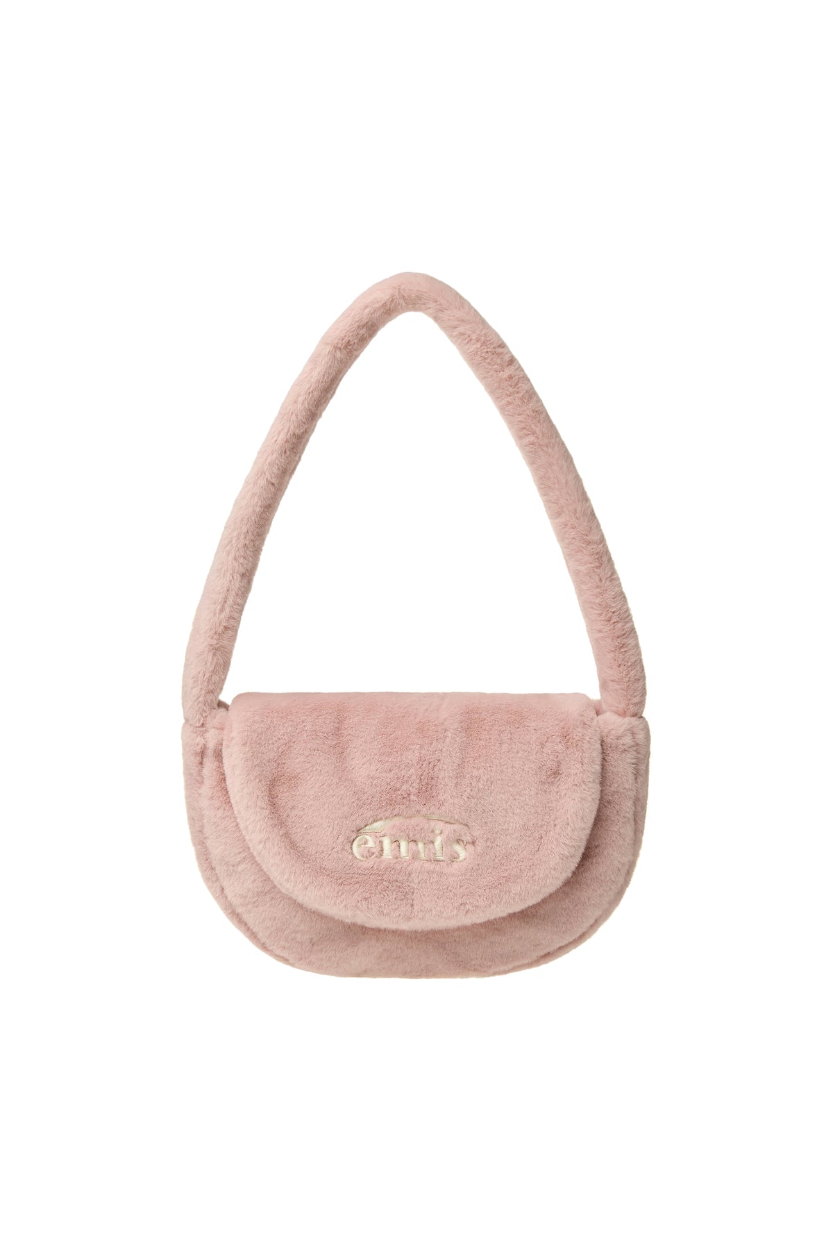 EMIS Fur Half Moon Flap Bag-Pink