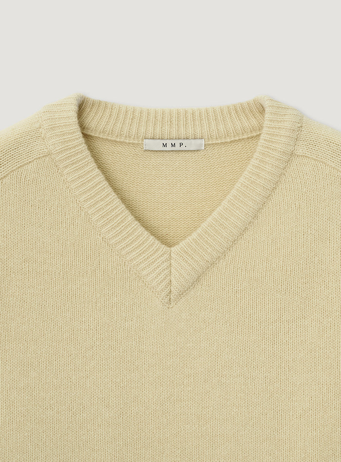 Mango Maniplease Mumu V Wool Knit Cream Yellow