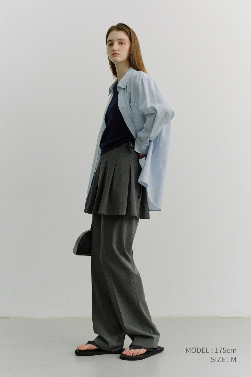 Dunst Unisex Oversized BD Striped Shirt Blue Grey Stripe