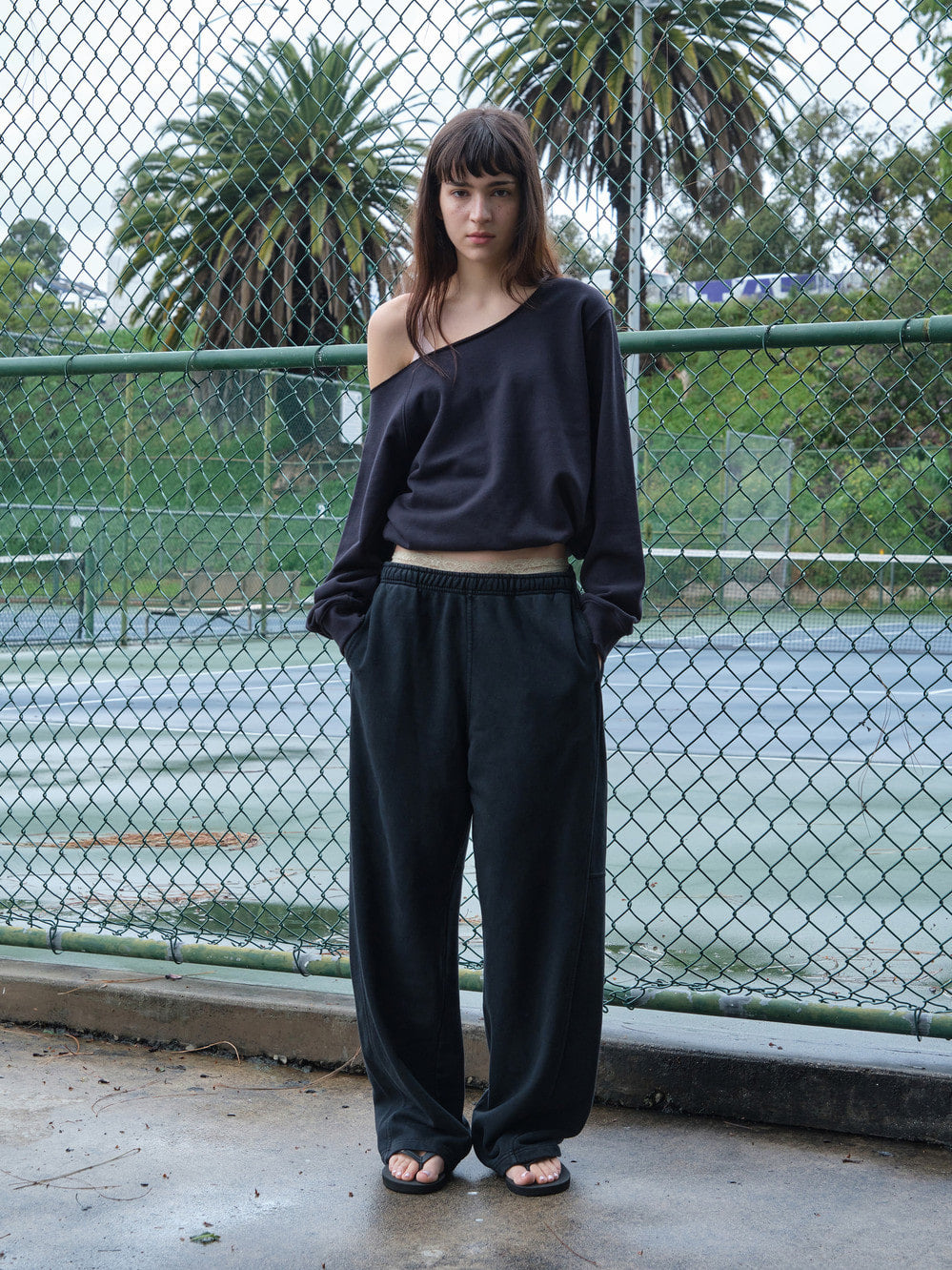 Low Classic Washed Loose Fit Sweatpants Black