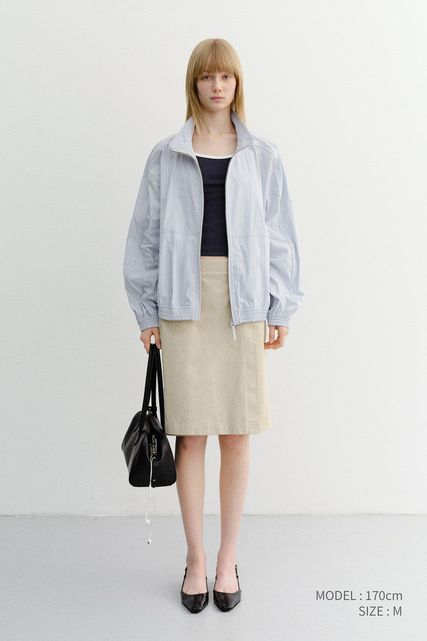 Dunst Unisex Summer Harrington Jacket Soft Blue Stripe