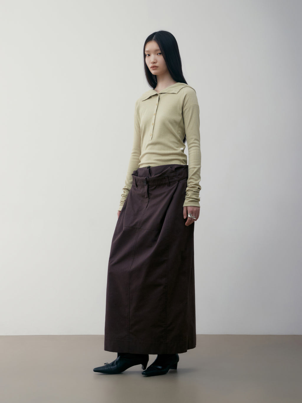 [low_classic] DOUBLE WAIST LONG SKIRT
BROWN