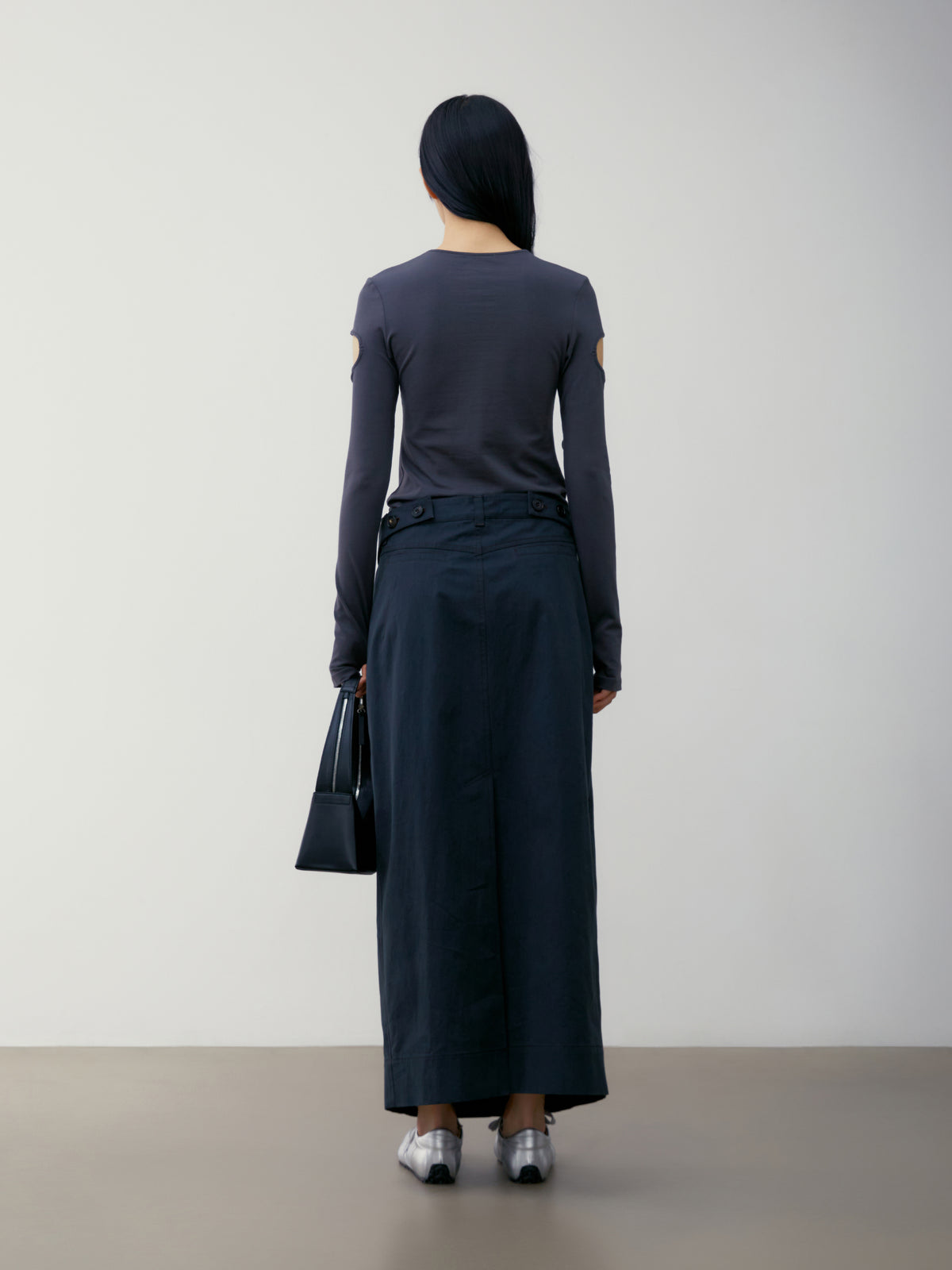 Low Classic Double Waist Long Skirt Blue Green