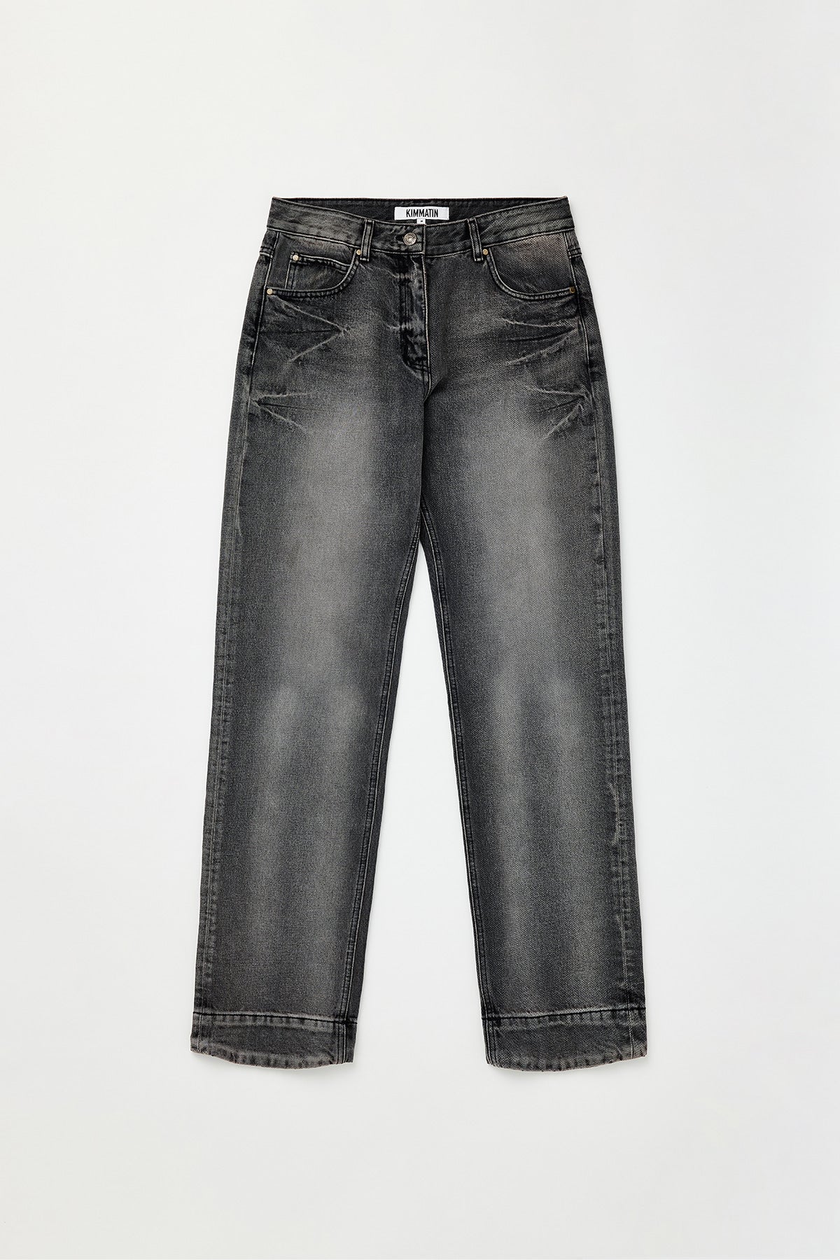 Matinkim Double Hem Washed Denim Pants IN Grey