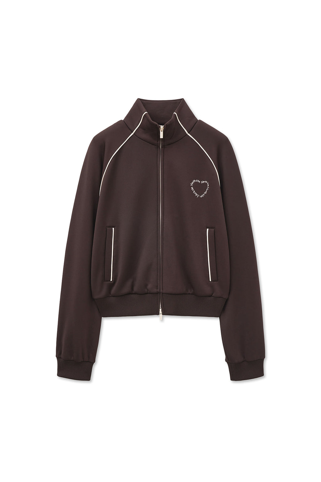 [matinkim] HEART LOGO TRACK JUMPER IN BROWN