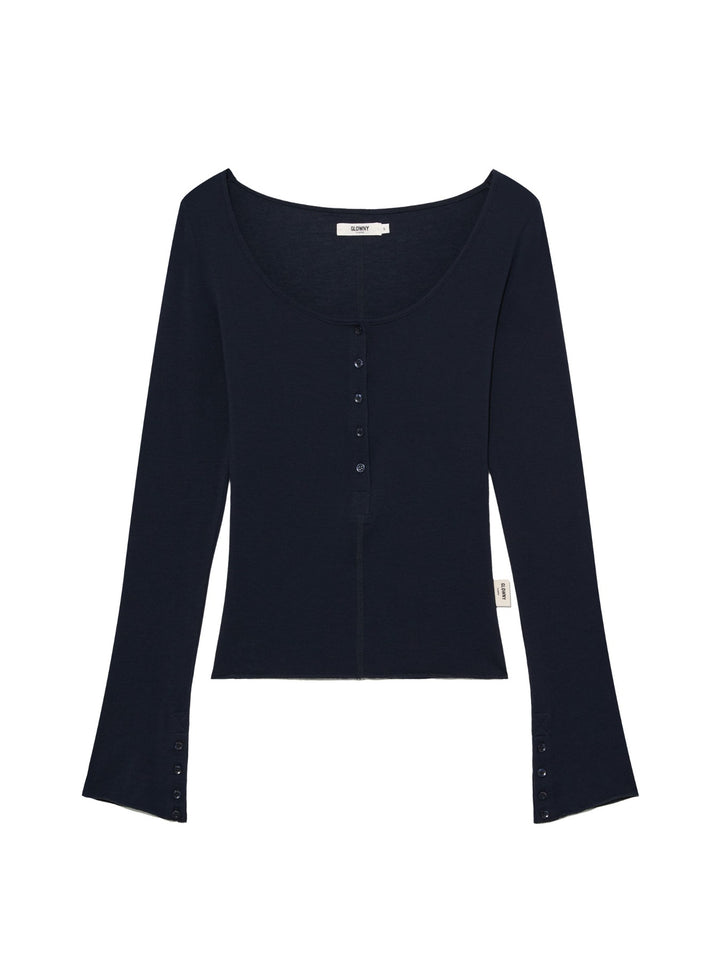 GLOWNY G Button Long Sleeve (Navy)