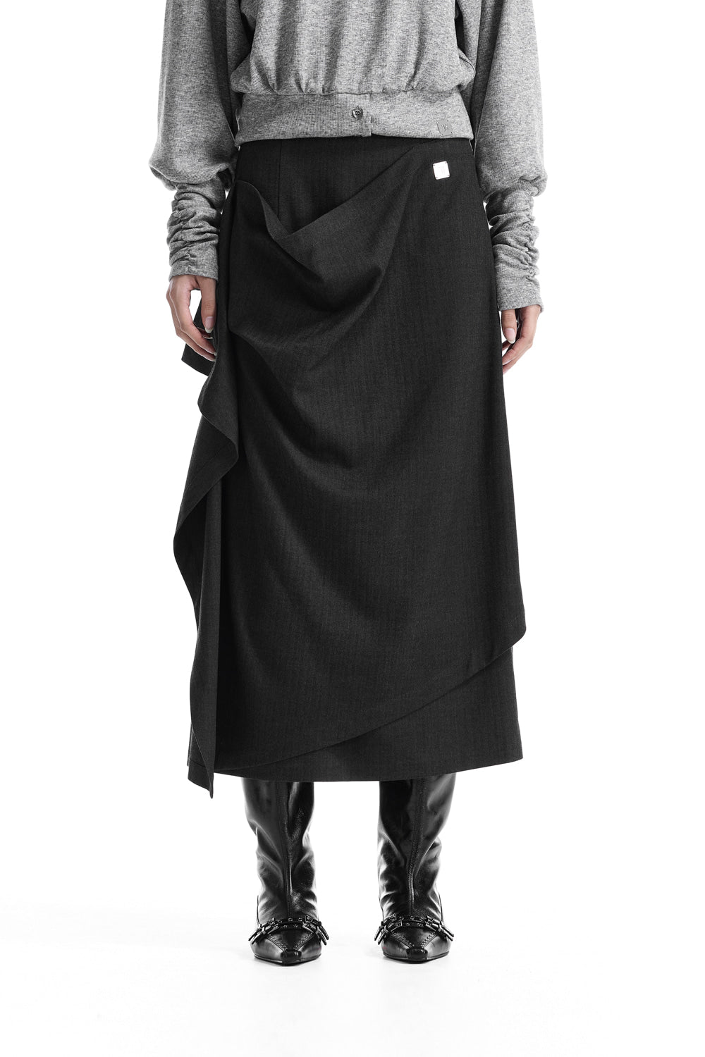 Treemingbird Layered Overlay Set-Up Skirt Charcoal