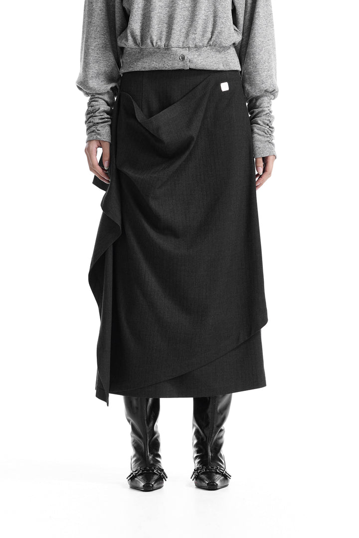 Treemingbird Layered Overlay Set-Up Skirt Charcoal