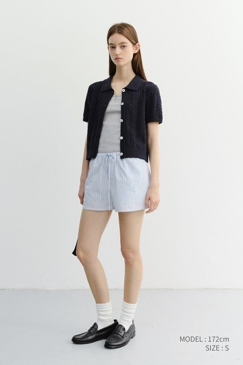 Dunst Collared Half Sleeve Cardigan Navy