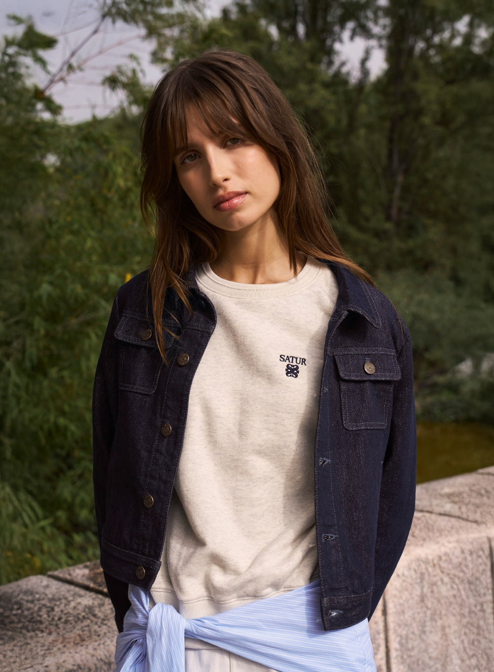 [satur] 1/28 Pre-order Delivery (W) Classic Nonfade Denim Trucker Jacket - Indigo