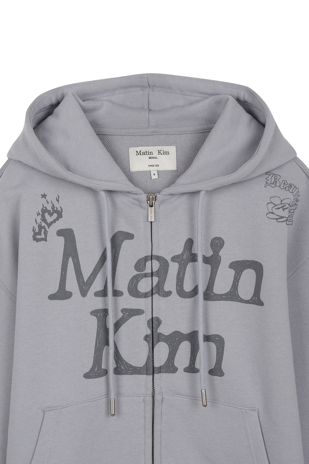[matinkim] GRAFFITI ARTWORK HOODY ZIP UP IN SMOKE BLUE