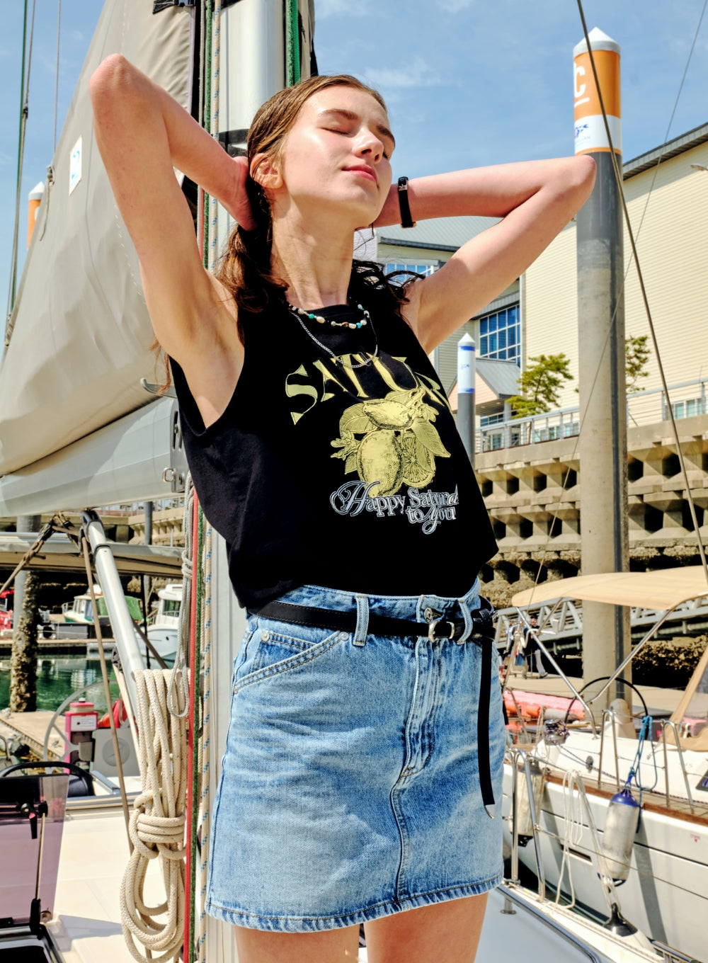 [satur] (W) Citron Summer Graphic Sleeveless - Classic Black