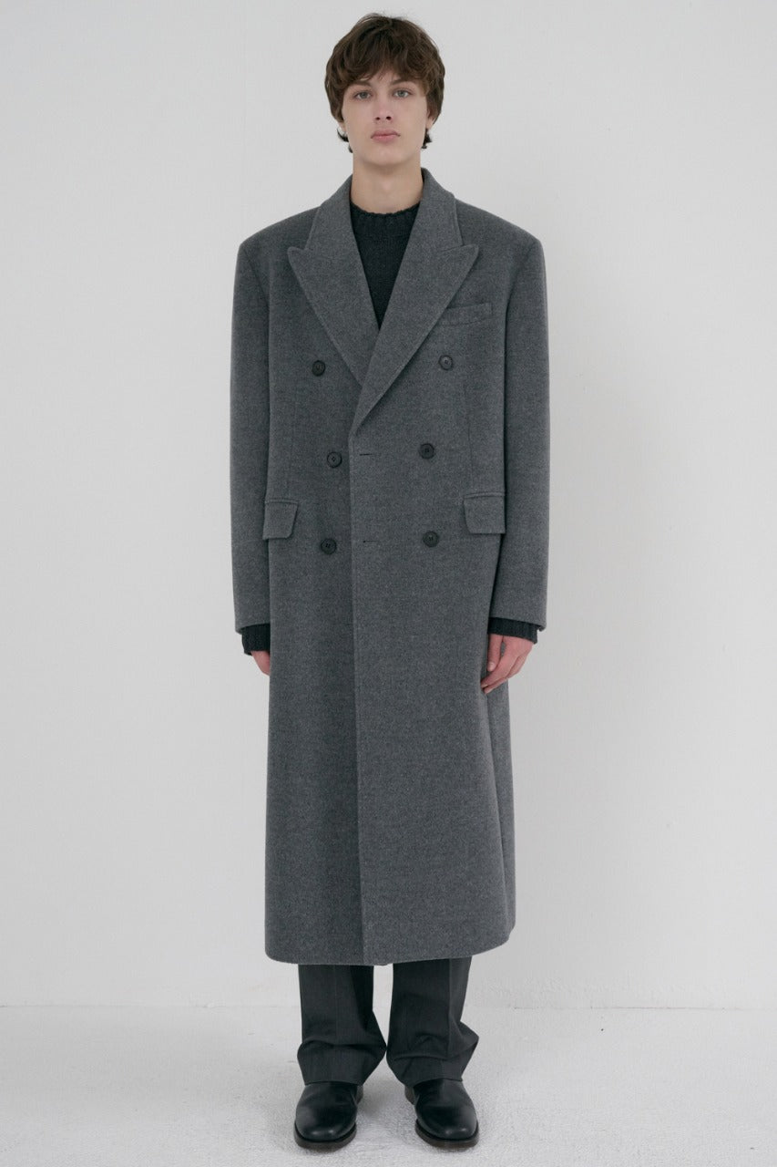 Dunst Unisex Tailored Double-Breasted Cashmere Coat Melange Grey