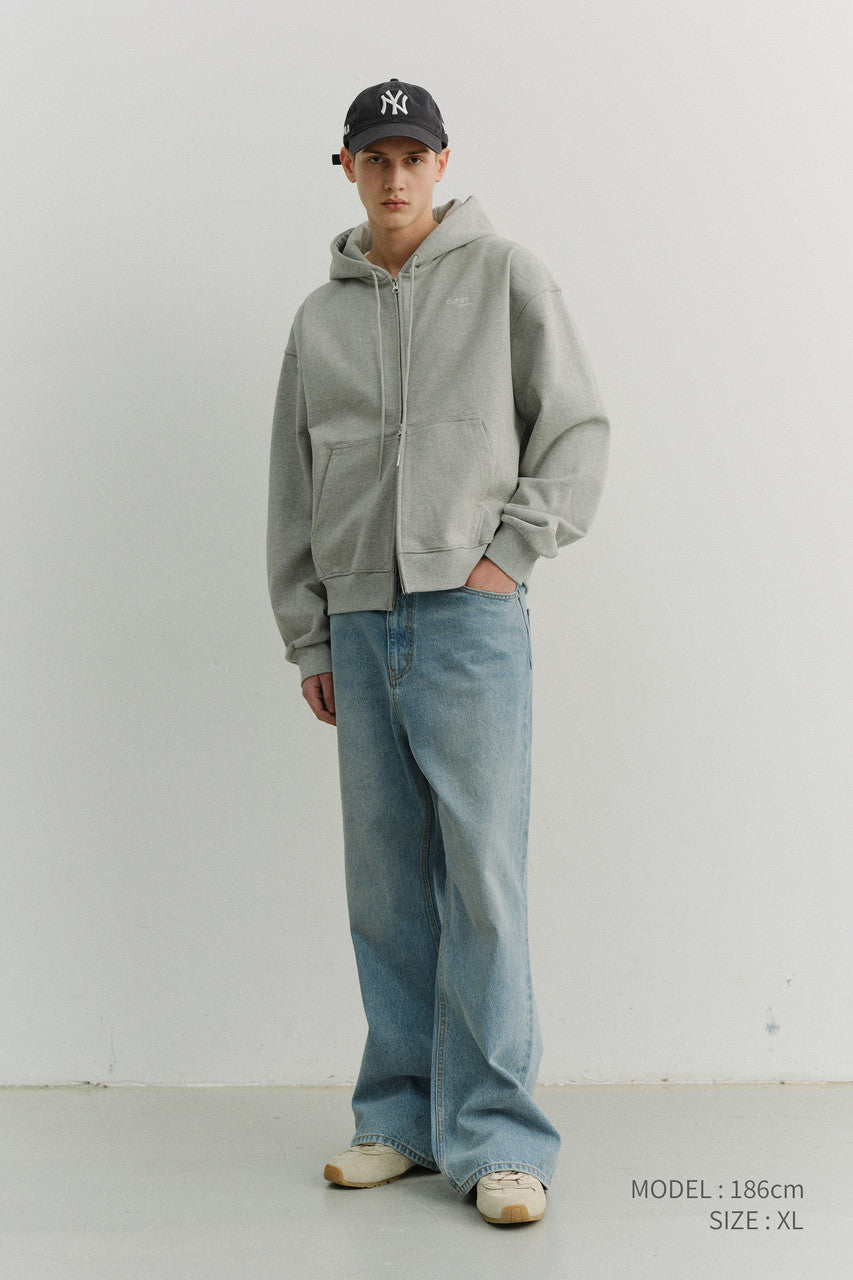 Dunst Unisex Cropped Zip-Up Hoodie Melange Grey